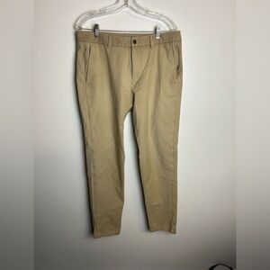 Lululemon Commission Pants Men 34X30 Tan ABC Slim Chino Warpstreme Stretch Luxur
